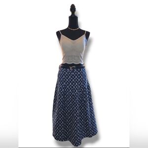 Navy Blue Patterned Women's Skirt